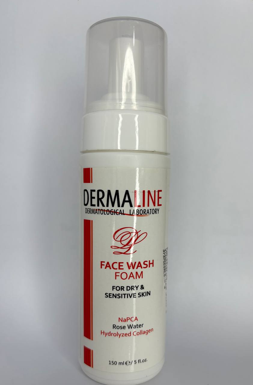 فوم شوينده صورت مناسب پوست خشک و حساس DERMALINE فوم شوينده صورت مناسب پوست خشک و حساس DERMALINE